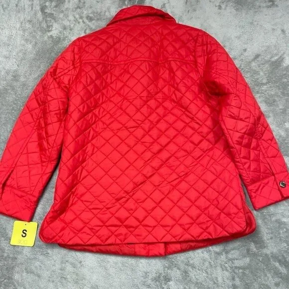 Anne Klein Womens Red Quilted Jacket Button Front Size Small d0453 - Picture 9 of 10